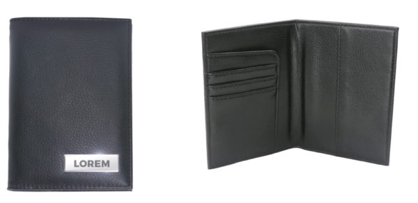 Leather passport holder with metal plate