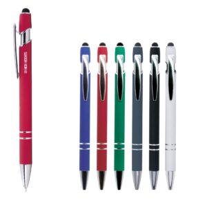 Colour body Pen with Silver Rings & Stylus