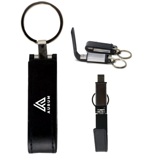 Leather USB with keychain