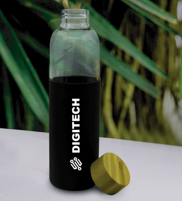 Bamboo Lid Glass Bottle with Silicon case