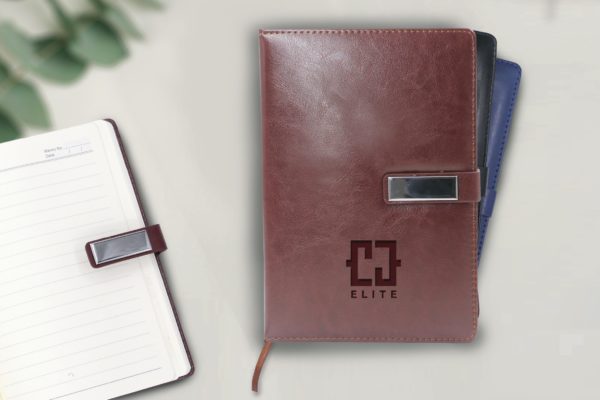 Leather Notebook with Metal Flap