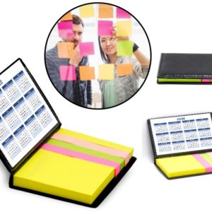 Leather post it pad with 1 colour sticky notes and 4 colour post it