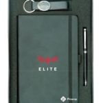 Gift set with A5 PU Notebook, Metal Pen, leather Keychain