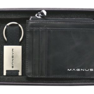 Gift set with keychain and leather card holder