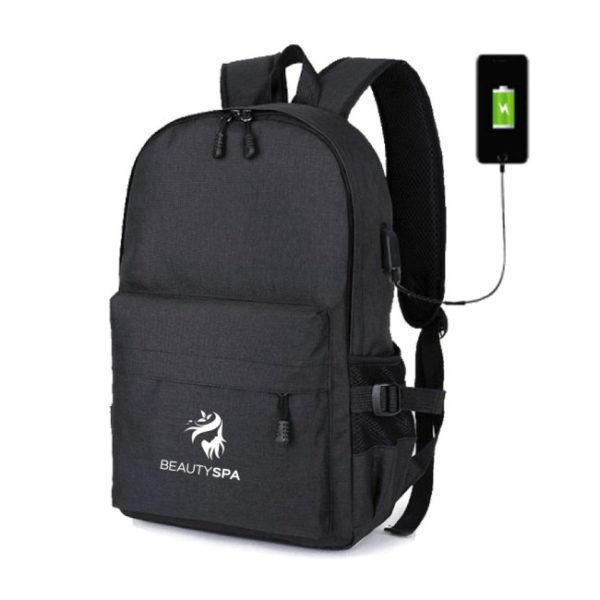 Black Stylish backpack with usb charging point