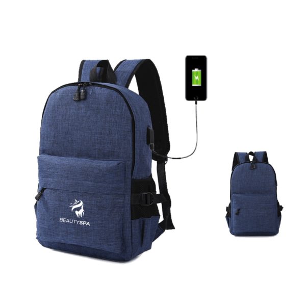 Blue Stylish backpack with usb charging point