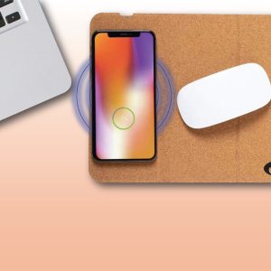 Cork foldable mouse pad with wireless charging